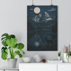 Moonlit Maroon Bells | Giclée Art Print | Wall Decor, Home Office Art, Nature Print, Moonlit Art, Gift for Nature Lovers