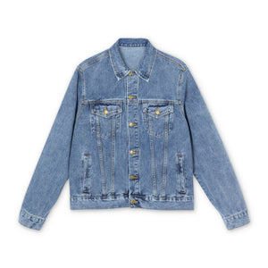 Men's Denim Jacket with Cool Honey Badger Graphic — Retro Streetwear Jean Jacket